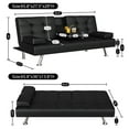thumbnail image 4 of Koby Home Futon Sofa Bed Convertible Folding Leather Couch with 2 Cup Holders, Black Twin, 4 of 9