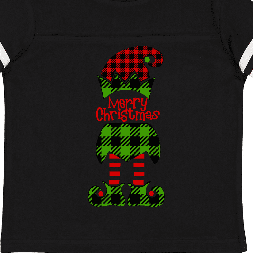 Inktastic Merry Christmas Elf in Red and Green Plaid Boys or Girls Toddler T-Shirt