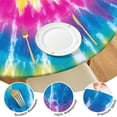 thumbnail image 4 of Colorful Rainbow Tie Dye Spiral Pattern Round Fitted Tablecloth with Elastic Edge,Dining Table Cover Waterproof,Outdoor Round Tablecloth for Camping,Dining,Indoor and Outdoor, 4 of 7