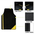 thumbnail image 3 of Leadwolf 4pcs Car Floor Mats Universal for Mercedes-Benz Vinyl Yellow Velvet Colored Stripe All Weather Front Rear Liner Carpet, 3 of 8