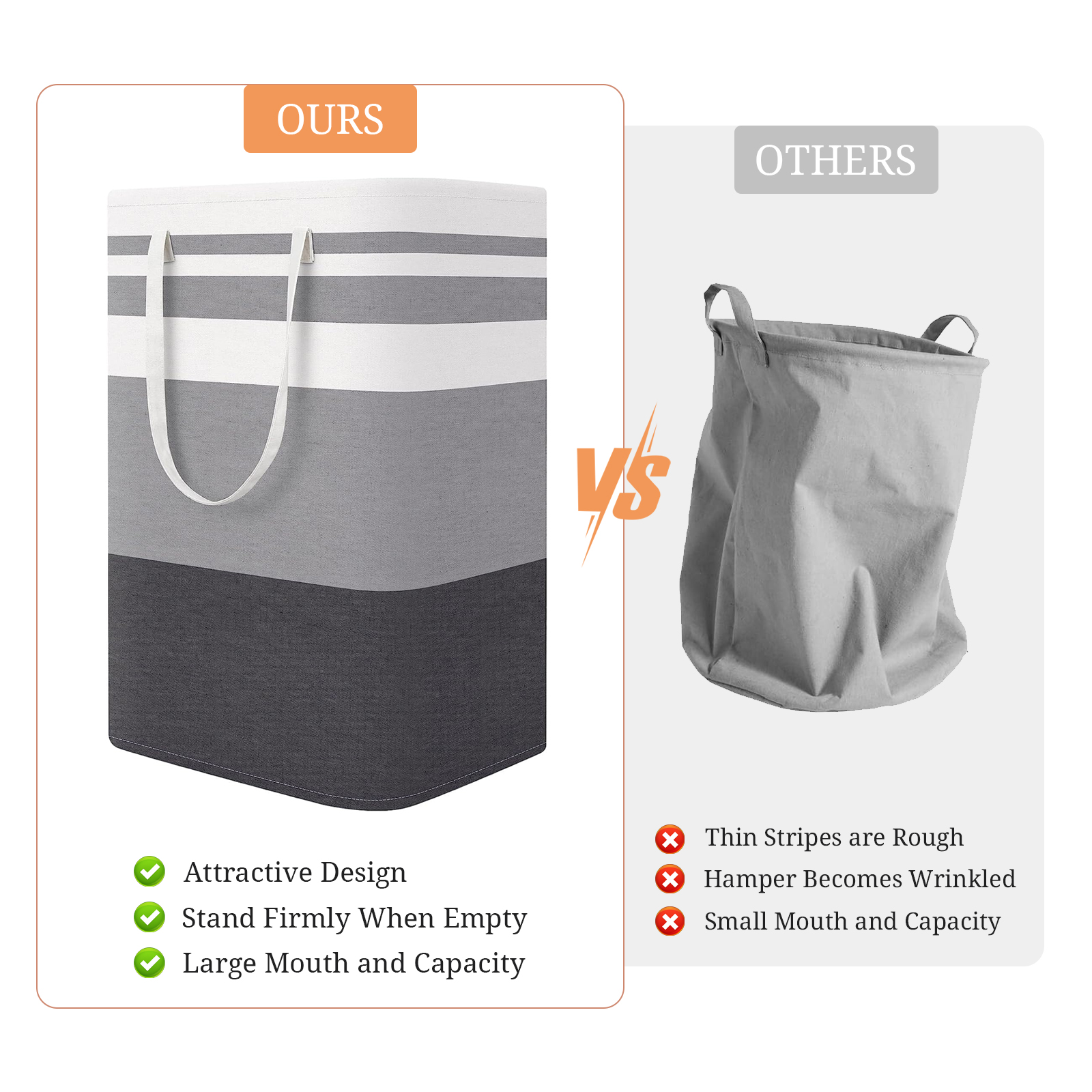 Torio 2-Pack Collapsible Laundry Hampers, 75L, Gray photo 3