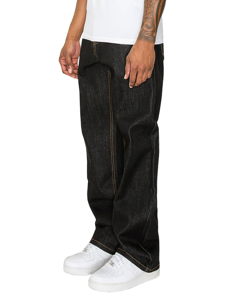 Victorious Men's Essential Baggy Raw Denim Jeans DL998 Black 28/32