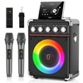 thumbnail image 1 of Máquina de karaoke HWWR portátil con 2 micrófonos Bluetooth, 1 of 8