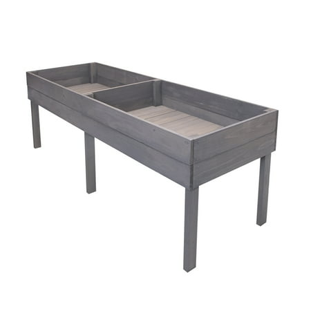 Outdoor Essentials Homestead Rustic 2 ft. x 8 ft. Weathered Brown Elevated Garden Planter