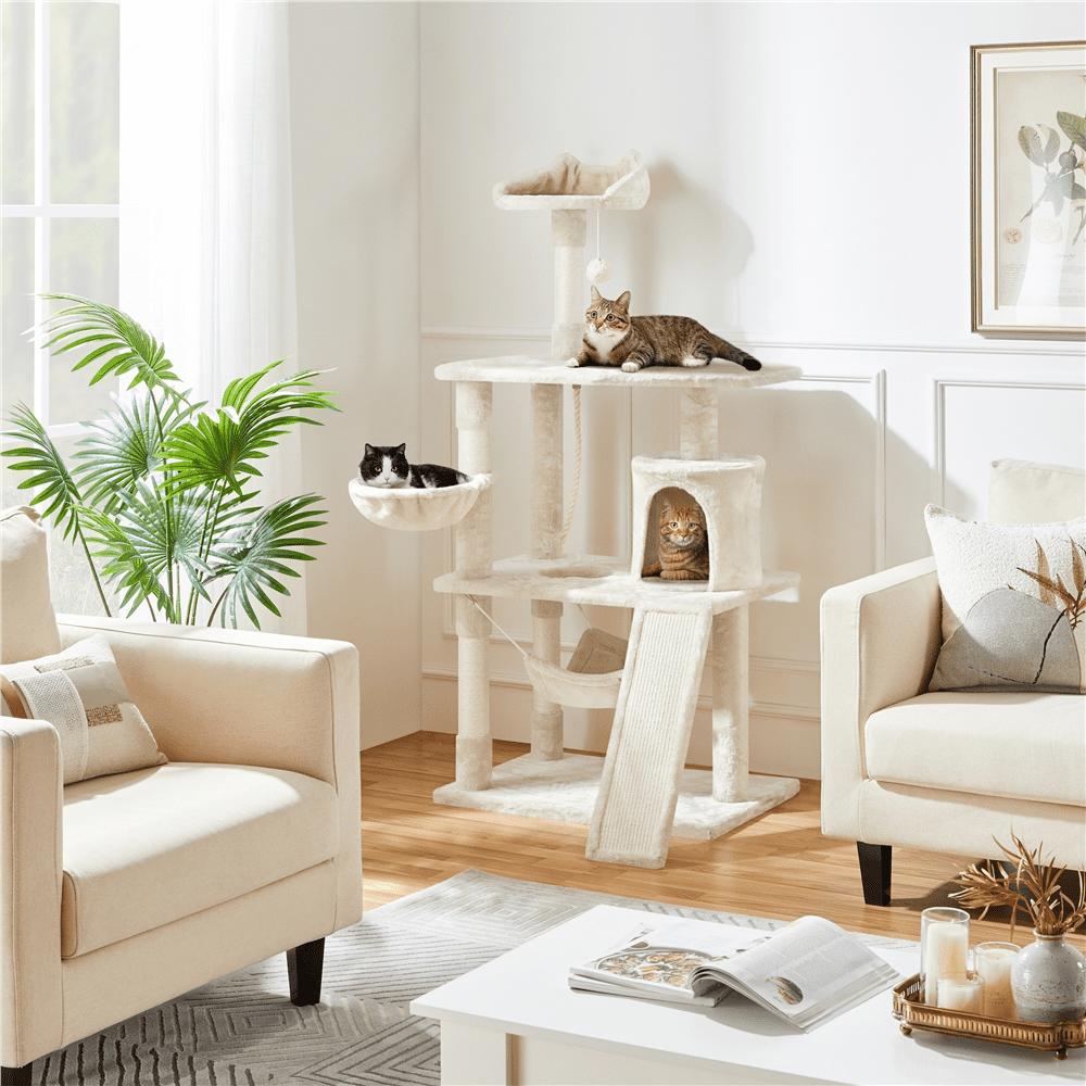 Renwick 63.5''H Multi Level Cat Tree Condo with Scratching Post, Beige