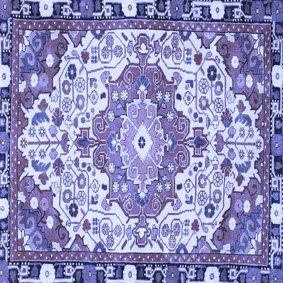 Ahgly Company Indoor Square Medallion Blue Traditional Area Rugs, 3' Square