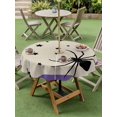 thumbnail image 3 of Outdoor Tablecloth with Umbrella Hole and Zipper, Halloween Round Table Cloth 60 Inch Waterproof Tablecloth, Purple Beige Spi-der Stars Halloween Picnic Table Cover for Patio Camping, 3 of 7