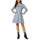 thumbnail image 1 of Vestido azul de mujer con cuello de solapa de ante sintético, manga larga y cremallera asimétrica, 1 of 5