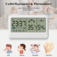 thumbnail image 3 of Digital Hygrometer Electronic Temperature Humidity Meters Gauge with Time Date LCD Display Clock Indoor Thermometer, 3 of 8