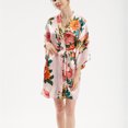 thumbnail image 3 of Defitshape Women's Short Bathrobe Bride Kimono Robe Floral Lightweight Soft Summer Satin Luxury Sleepwear Pink Small-X-Large, 3 of 4