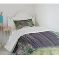 thumbnail image 4 of Ambesonne Outhouse Quilted Bedspread Set 2 Pcs, Cottage in Farm Forest, Twin Size, Dark Brown and Green, 4 of 6