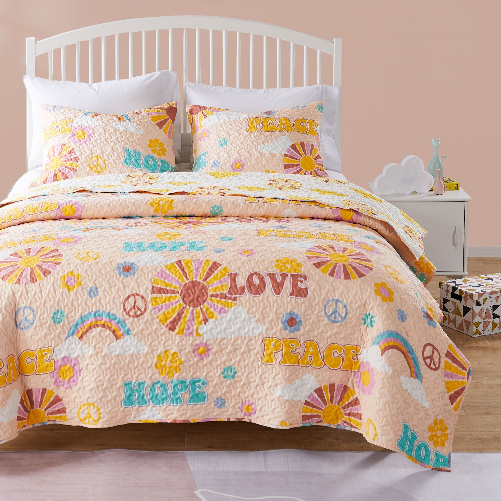 Greenland Home Fashions Cassidy Retro 1960s Reversible Quilt Set, 2-Piece Twin