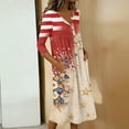 thumbnail image 5 of Wutalume Womens Summer Dresses Patriotic - 3/4 Sleeve Button-Down Mid-Length Lightweight Casual Sundress for July 4th BBQ ,Beige L, 5 of 8