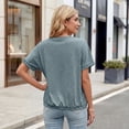 thumbnail image 5 of Blouses for Women Casual Short Sleeve Basic Tee Crewneck Dressy Tops Elastic Hem Summer T-Shirts, 5 of 8