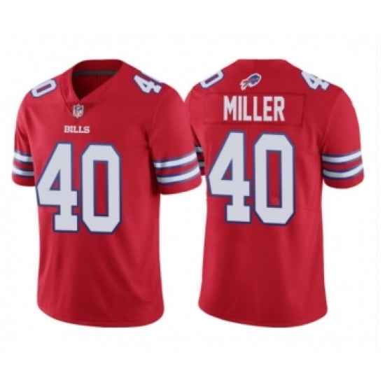 Camiseta De Fútbol Camiseta Bordada Bills #40 Miller Summer Style Football Ropa Deportiva Roja - Xxxl