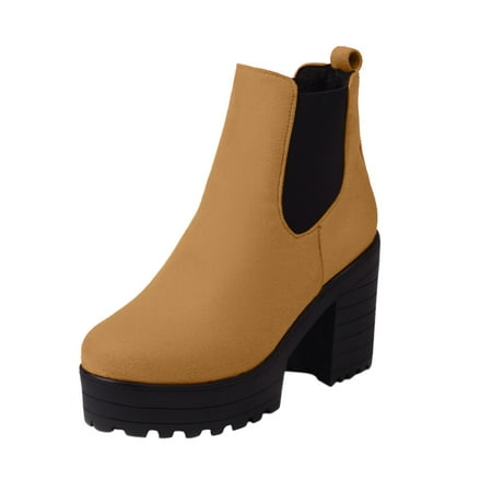 

Women s Boots Solid Color Versatile Water Proof Platform High Heel Large Ankle Booties