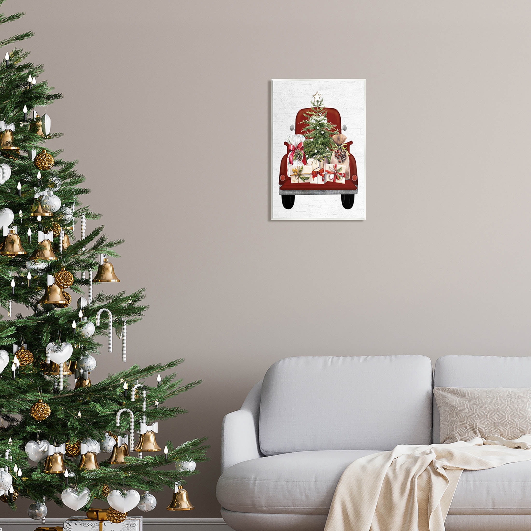 Stupell Industries Country Truck Christmas Gifts Graphic Art Unframed Art Print Wall Art, Design by Lettered and Lined