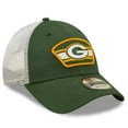 thumbnail image 3 of Men's New Era Green/White Green Bay Packers Logo Patch Trucker 9FORTY Snapback Hat, 3 of 6