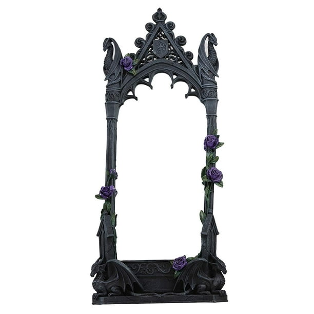 Ebros Large Purple Rose Gothic Guardian, Large Gothic Wall Mirror