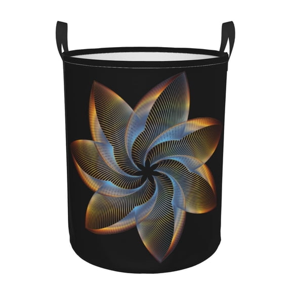 LNWH Laundry Basket, Black Colorful Metal Abstract Art Pattern Foldable Laundry Hamper With Handles Waterproof, Medium