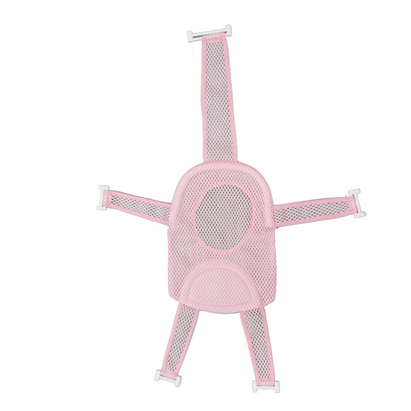 Red de soporte para asiento de baño de cinco esquinas, antideslizante, ajustable, universal, de malla transpirable, reposacabezas suave, red de baño para bebé, color rosa