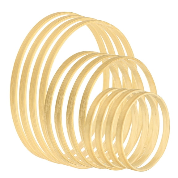 Uxcell 4/6/8 Inch Wooden Bamboo Floral Hoop Rings 12Pcs in 1 Set