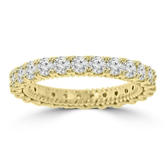 2.05 ct Ladies Round Cut Diamond Eternity Wedding Band Ring Yellow Gold