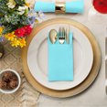 thumbnail image 2 of BloominGoods Colored Paper Disposable Dinner Napkins with Flatware Pocket, Mint Blue 50-Pack, 2 of 9