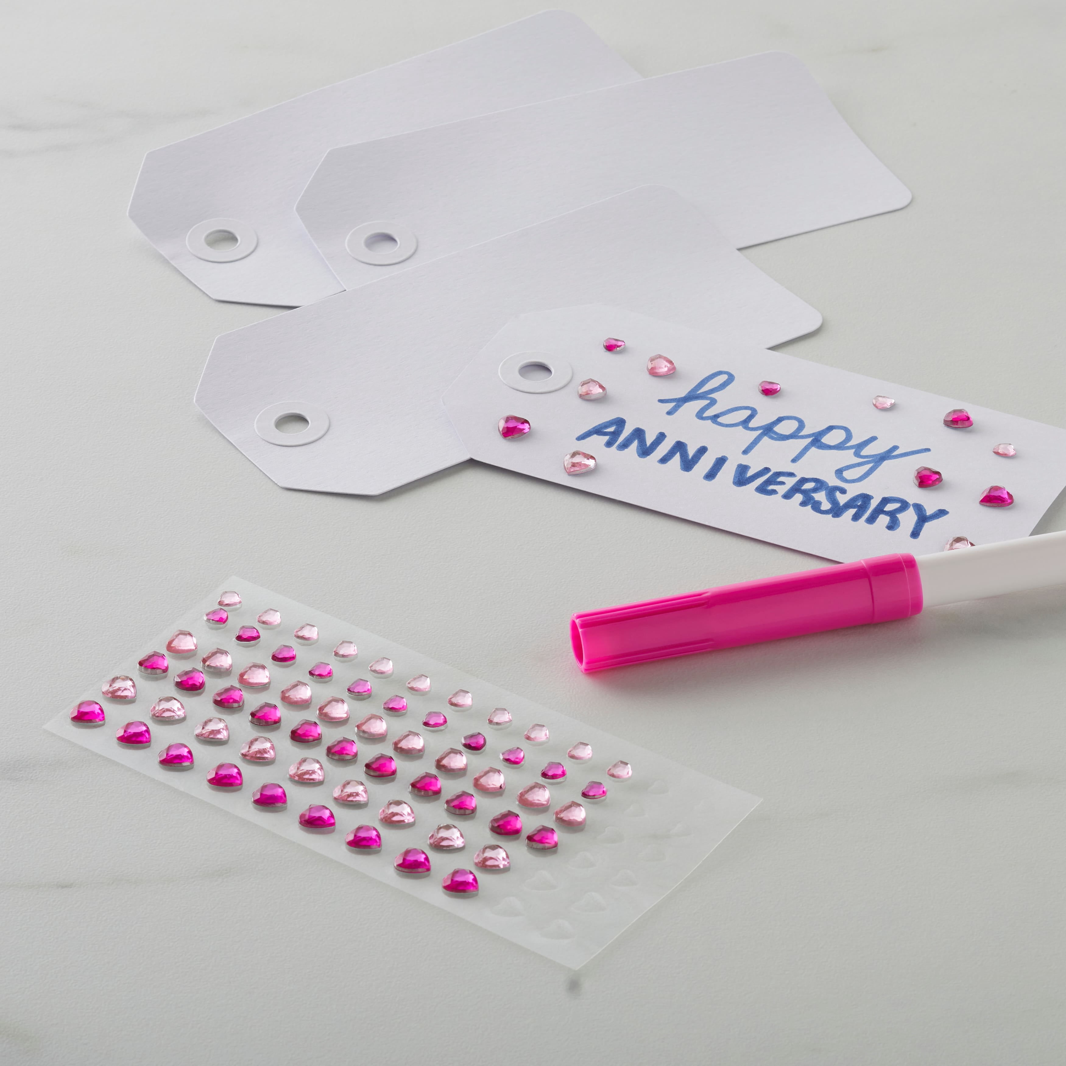 Recollections Pink Heart Rhinestone Stickers, 12 Packs: 74 ct. (888 total)