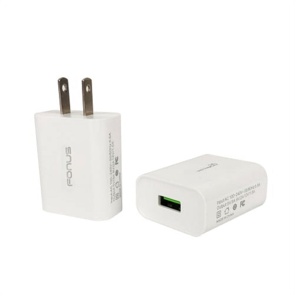 18W Quick Home Charger w Type-C 10ft USB Cable X3Q for LG G7 ThinQ, Stylo 4 - Motorola One, Moto Z4 Z3 Play Z2 Play Z Play Droid Force Droid X4 G7 Power Play G6 - Nokia 8, 7.1, 3.1 Plus