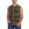 thumbnail image 2 of Fotbe Men's Teal Leopard Print Men's Sleeveless Muscle Tank Tops Casual T-Shirts for Gym Workout Beach-Small, 2 of 8