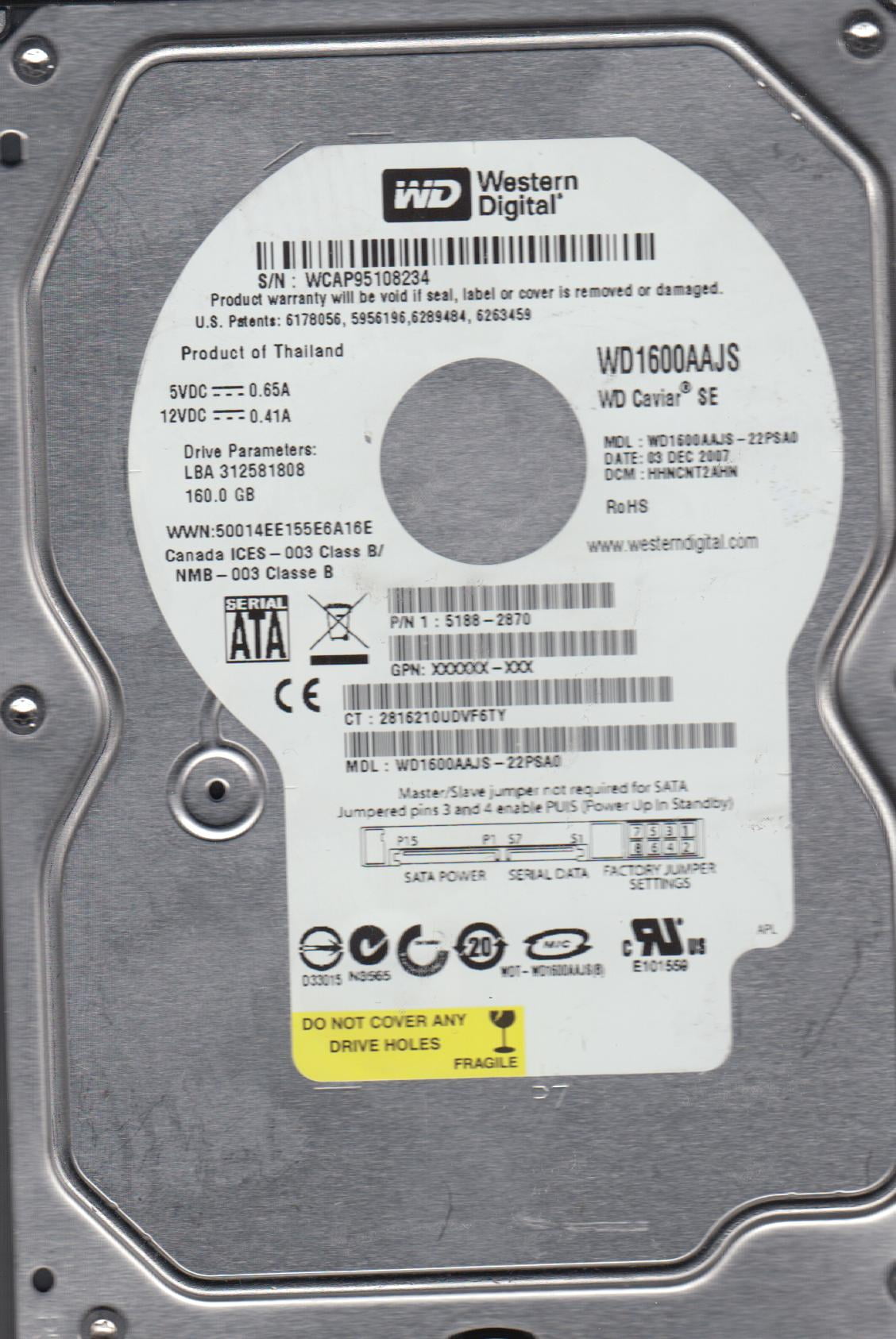 WD3200AAKS-75L9A0, DCM HGRNHT2AGN, Western Digital 320GB WD3200AAKS-75L9A0, DCM HGRNHT2AGN, Western Digital 320GB