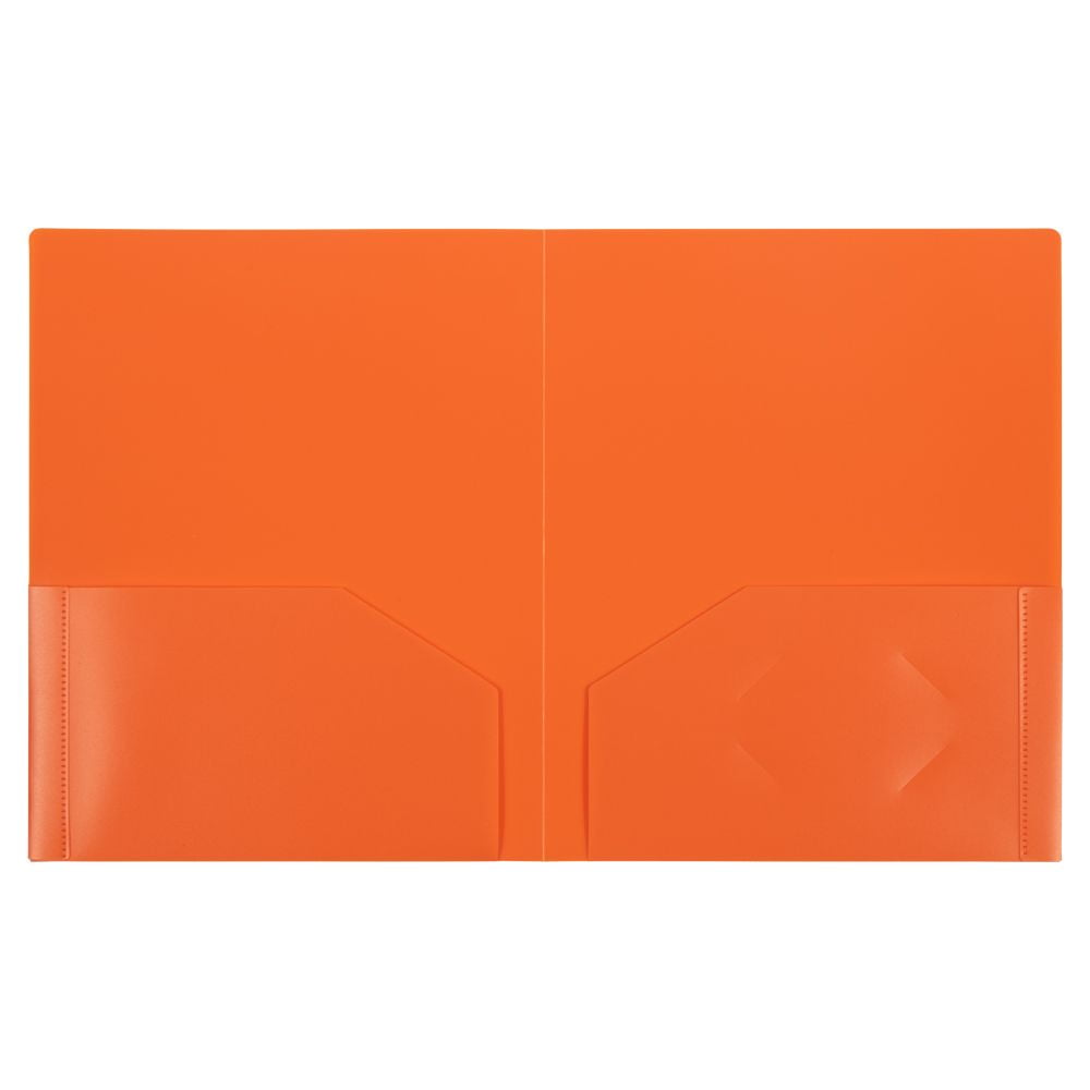 JAM Paper Heavy Duty Plastic Two Pocket Presentation Folders, Orange, 108/pack