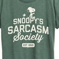 thumbnail image 3 of Peanuts - Snoopy Sarcasm Society - Ladies Short Sleeve Classic Fit Tee, 3 of 6