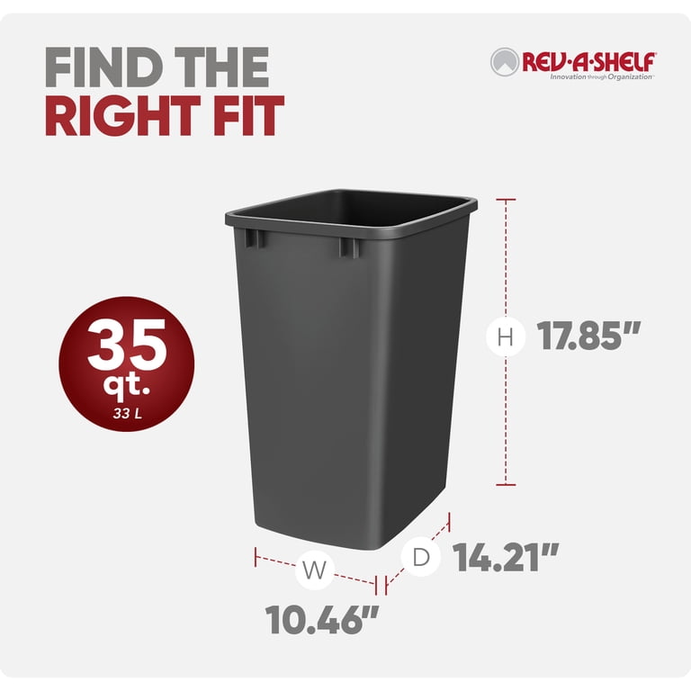 Rev-A-Shelf, Polymer Replacement Trash Bin, RV-35-18-2, 35 Qt