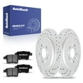 thumbnail image 4 of AutoShack Rear Drilled Slotted Brake Rotors Ceramic Brake Pads | Replacement for Ford Taurus Five Hundred Taurus X Freestyle Mercury Sable Montego | Silver Matte Finish | 6-PC Brake Kit | TurboGuard, 4 of 4