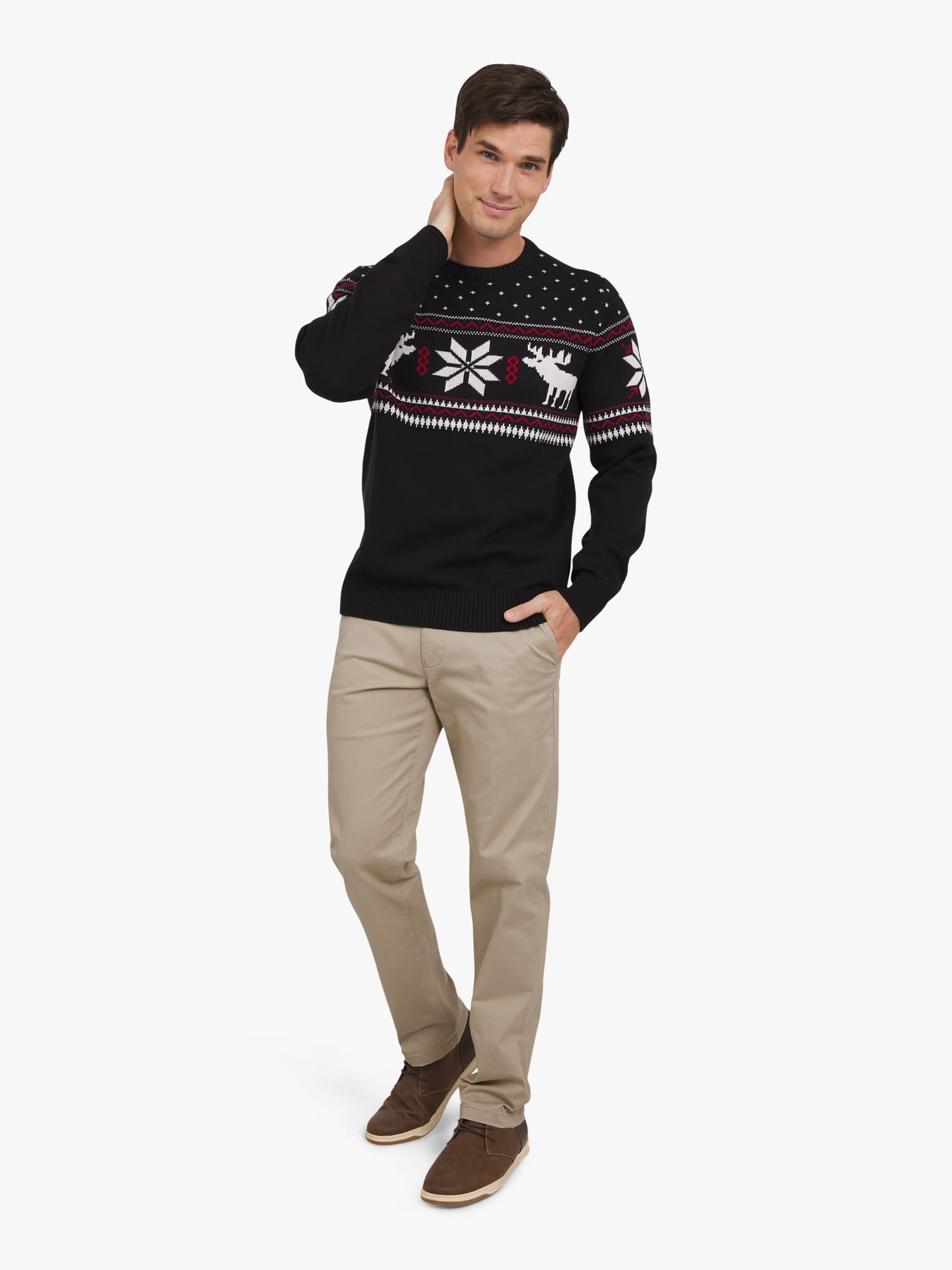 Chaps Men's & Big Men's Cotton Holiday Fairisle Crewneck Sweater, Sizes S-3XL