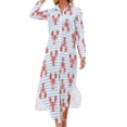 thumbnail image 2 of Lobsters on blue stripes Long Sleeved Shirt Dress Evening gown Clothing, 2 of 7