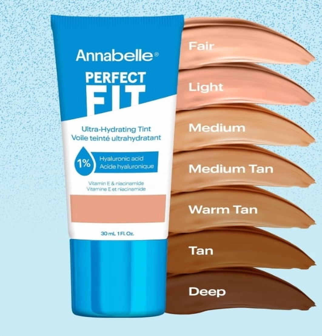 Annabelle Perfect Fit Voile teinté ultrahydratant, avec 1 % d'acide hyaluronique, niacinamide, caféine et vitamine E