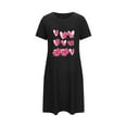 thumbnail image 5 of Shorts Pajama Skirt for Women Night Gowns for Women Heart Print Sleepdress Short Sleeve Round Neck Sleepshirt Comfort Pajama Dress Sleepwear T-Shirt Loungewear House Dress Black XXL, 5 of 5