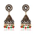 thumbnail image 1 of Pendientes colgantes con cuentas rojas y verdes de campana Vintage para mujer, aretes geométricos con diamantes de imitación, 1 of 5