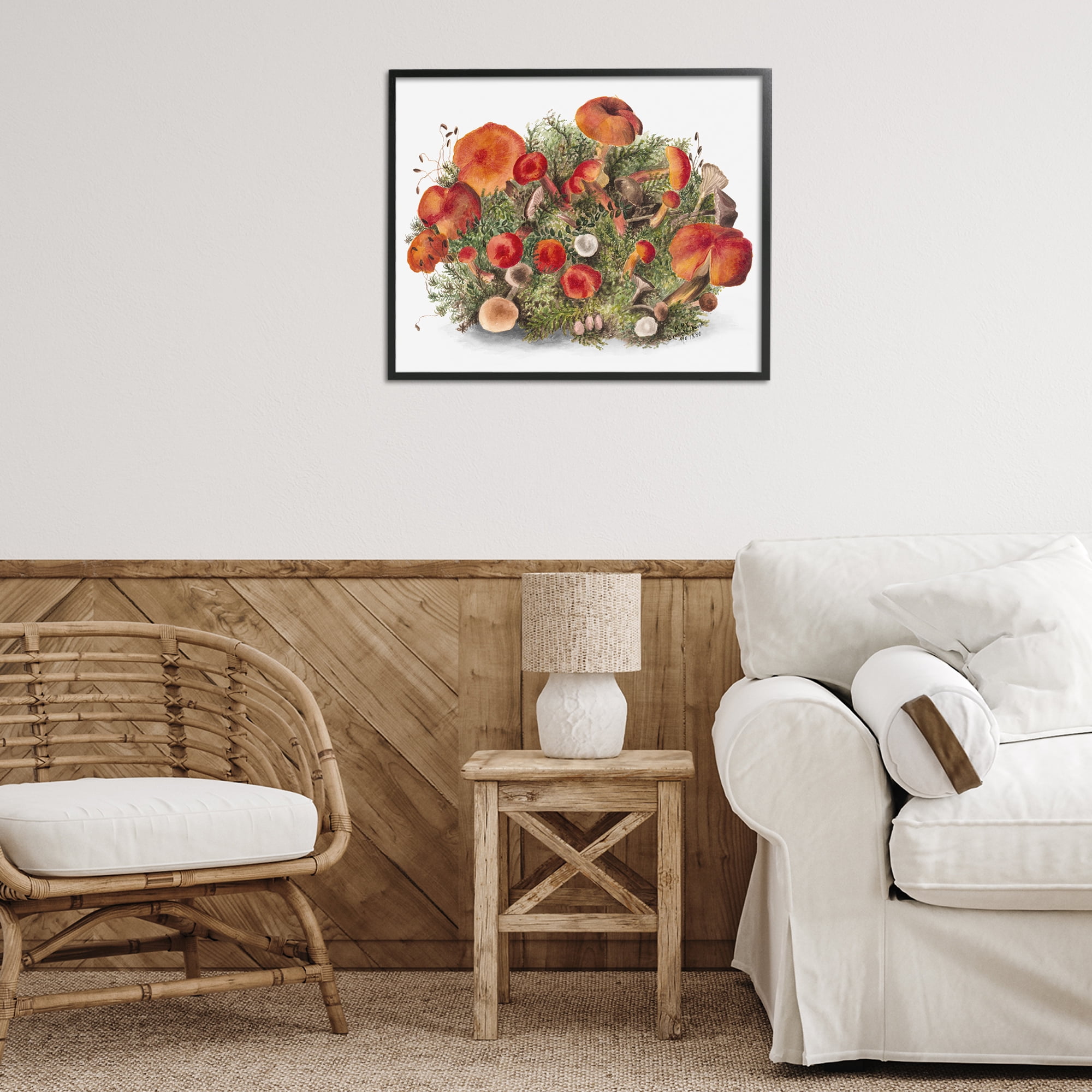 Stupell Industries Rustic Cottage Mushrooms Botanical & Floral Painting Black Framed Art Print Wall Art, 30 x 24