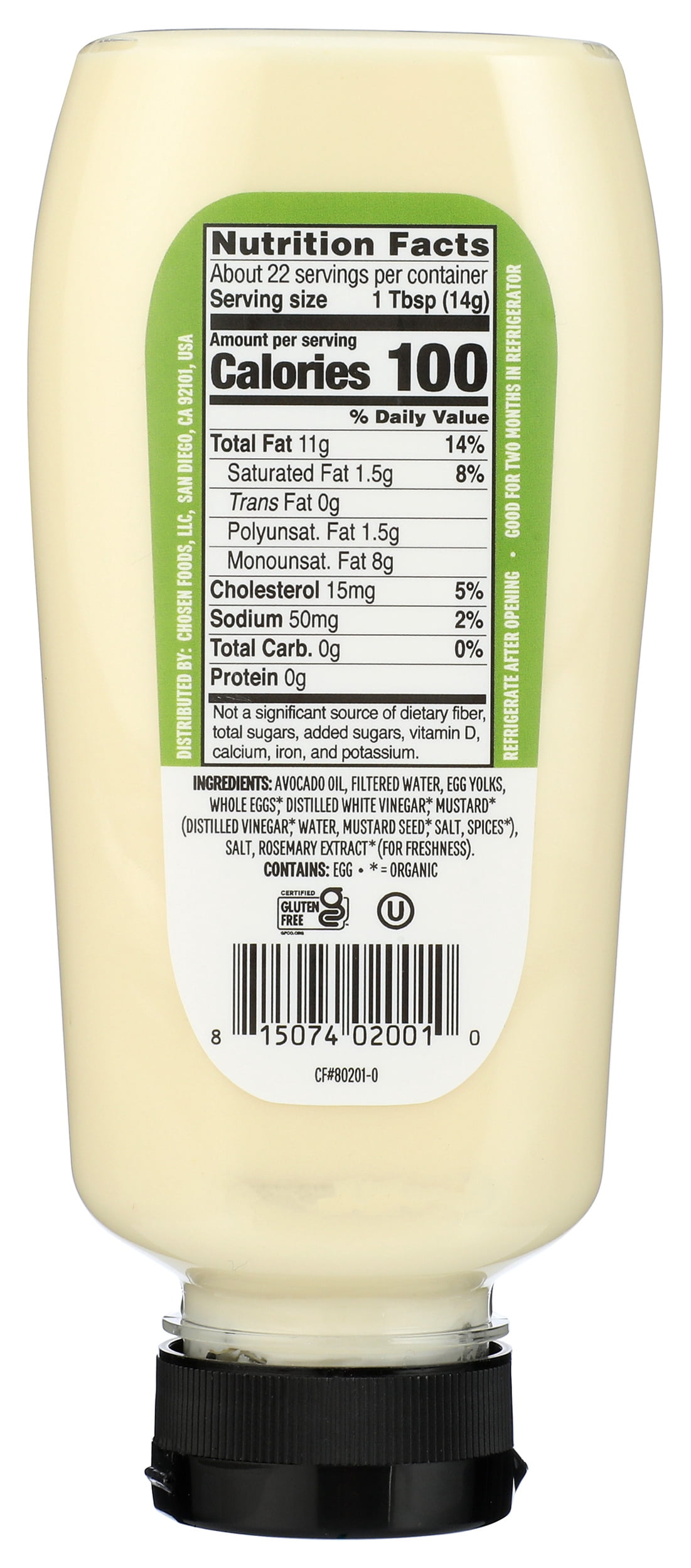 (Pack of 6) Chosen Foods Squeeze Classic Mayo, 11.25 fl oz