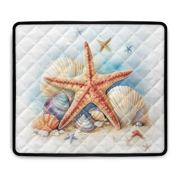ZIATUBLES Starfish Shell White Washer and Dryer Top Protector Mat, Dust Proof Washing Machine Top Cover Pad for Laundry Room Washable Home Kitchen Decor Accessories, 24 x 19.7 Inch