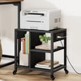 thumbnail image 1 of Support d'Imprimante de Bureau Amovible avec Station de Recharge, Chariot d'Imprimante à 3 Niveaux sur Roulettes sous le Bureau avec Tablette de Rangement et Roues, 1 of 6