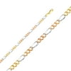 Solid 14k White Yellow and Rose Three Color Gold 4.6MM Figaro Concave Chain Necklace With - 20 Inches