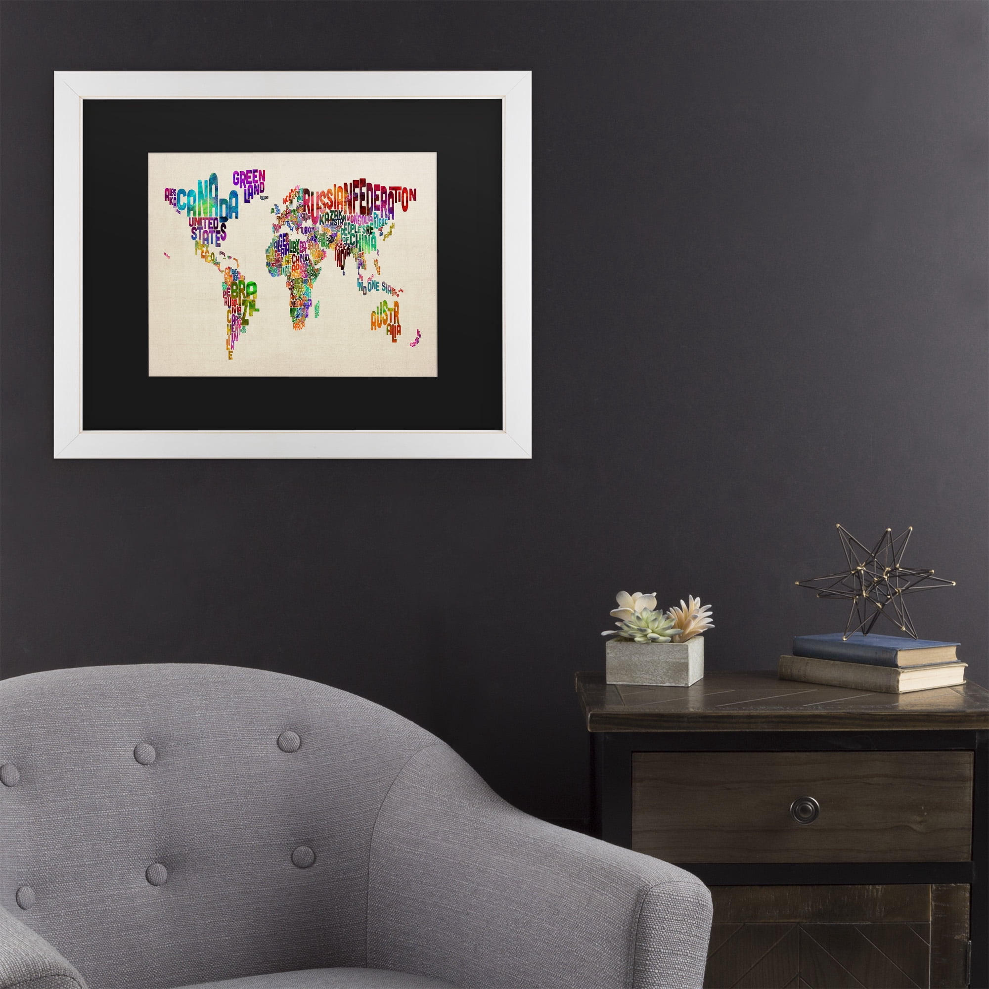 Trademark Fine Art 'Typography World Map II' Canvas Art by Michael Tompsett