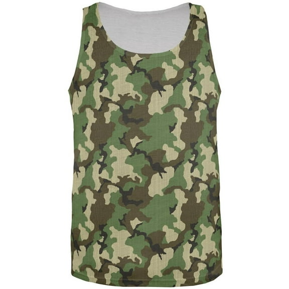Green Woodland Camo All Over Mens Tank Top Multi LG
