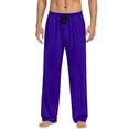 thumbnail image 2 of WAENQINLA Mens Cotton Lounge Pants Lightweight Elastic Waist Sleepwear Trousers Casual Comfy Straight Leg Homewear Pj Bottoms Pajamas Pants with Pockets Purple S, 2 of 6
