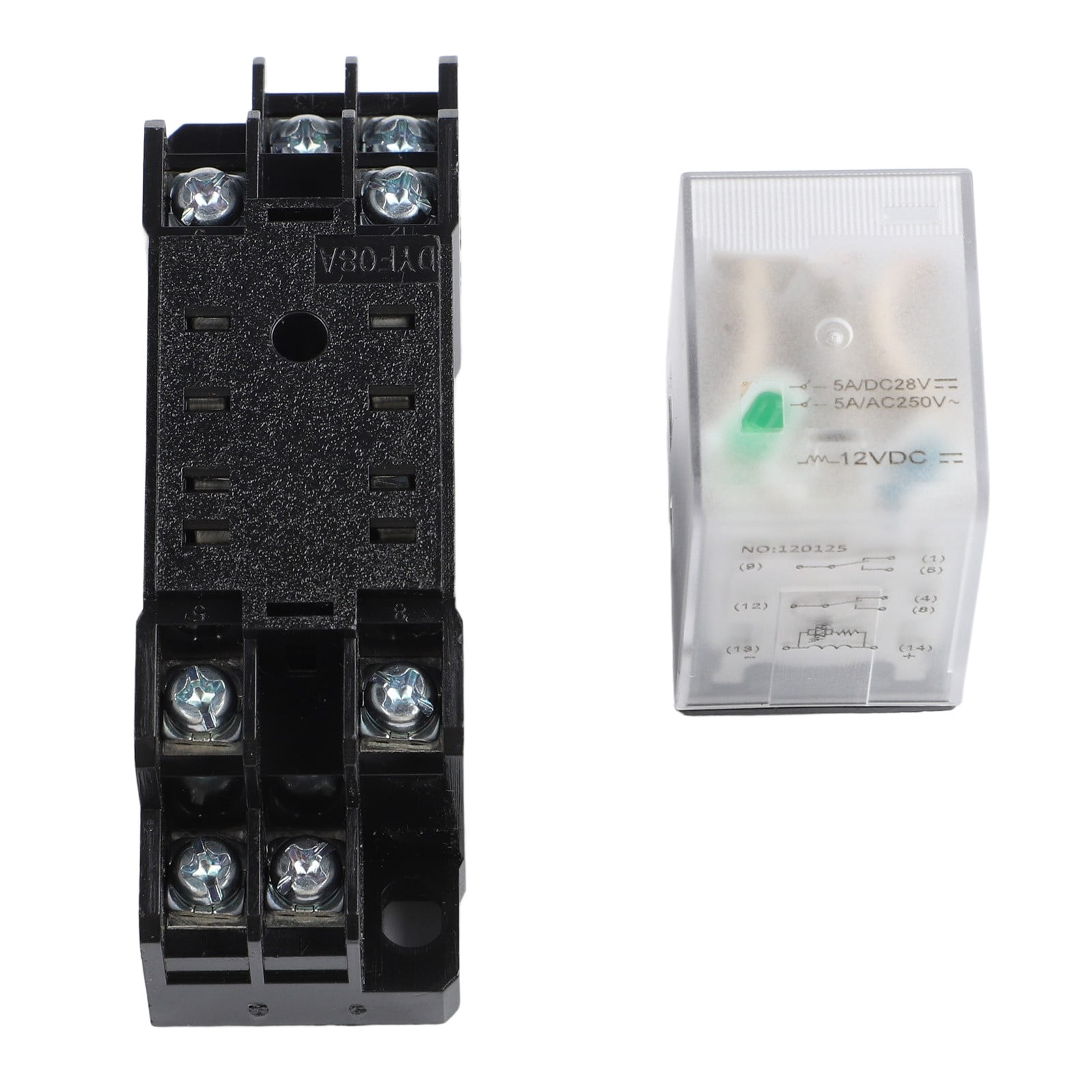3PC DC 12V Coil 8Pin DPDT 35mm DIN Rail Electromagnetic Power Relay + Socket